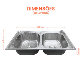 cuba cozinha dupla gourmet inox 78x43 mezanino 7
