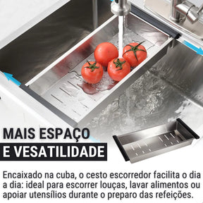 cuba cozinha gourmet inox 44x44 quadrada luxe 3