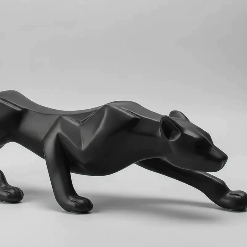 escultura pantera geométrica black 2