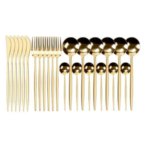 jogo de talheres dourado