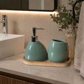 Kit Banheiro Cerâmica Verde Maison
