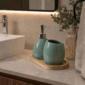 Kit Banheiro Cerâmica Verde Maison