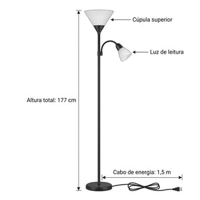 Luminária De Chão Torchiere Leitura Black