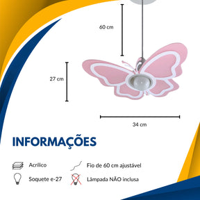 luminária de teto infantil borboleta 4