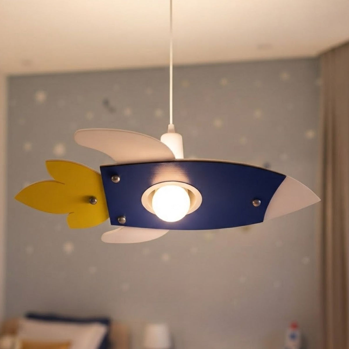 luminária de teto infantil foguete 