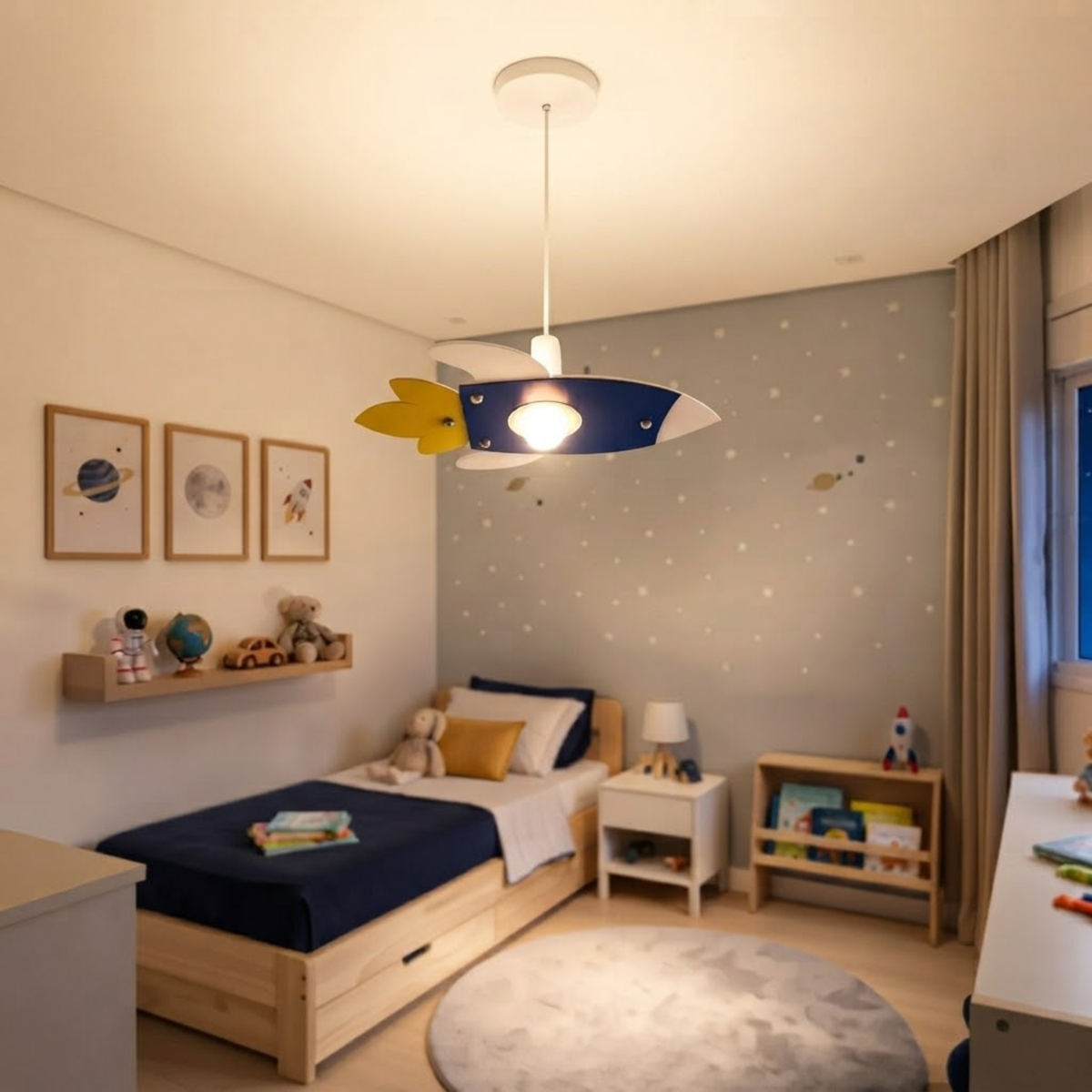 luminária de teto infantil foguete 5