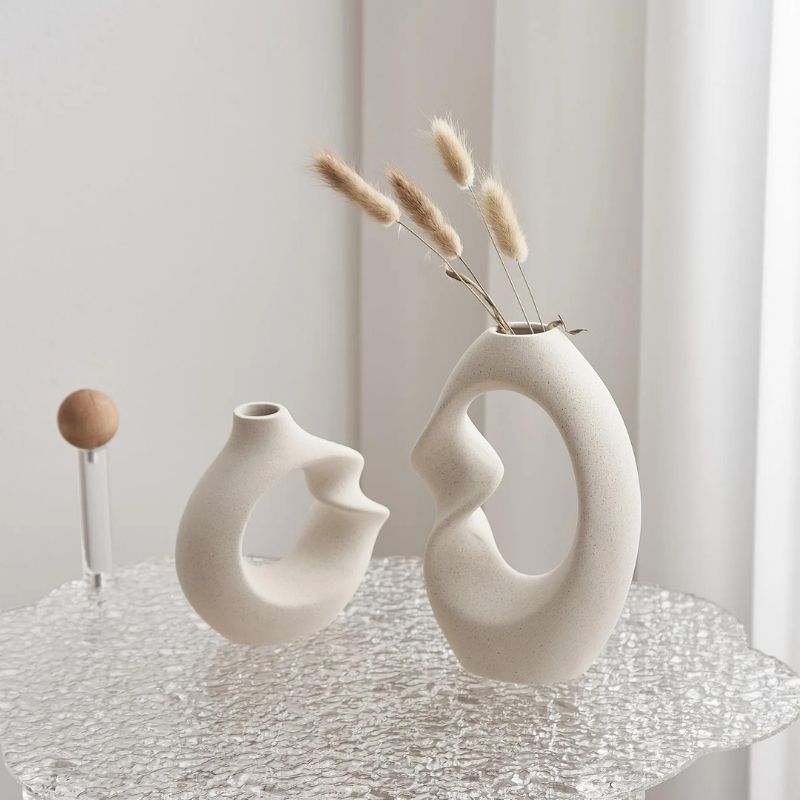 Vaso Decorativo de Porcelana Bege