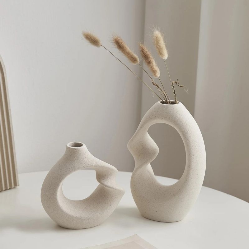 Vaso Decorativo de Porcelana Bege