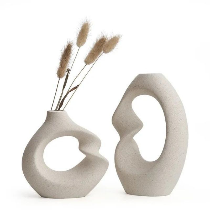 Vaso Decorativo de Porcelana Bege